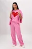 Rebel Club Flock Scribble Heart Hoodie Pink Wash sold by Shine On