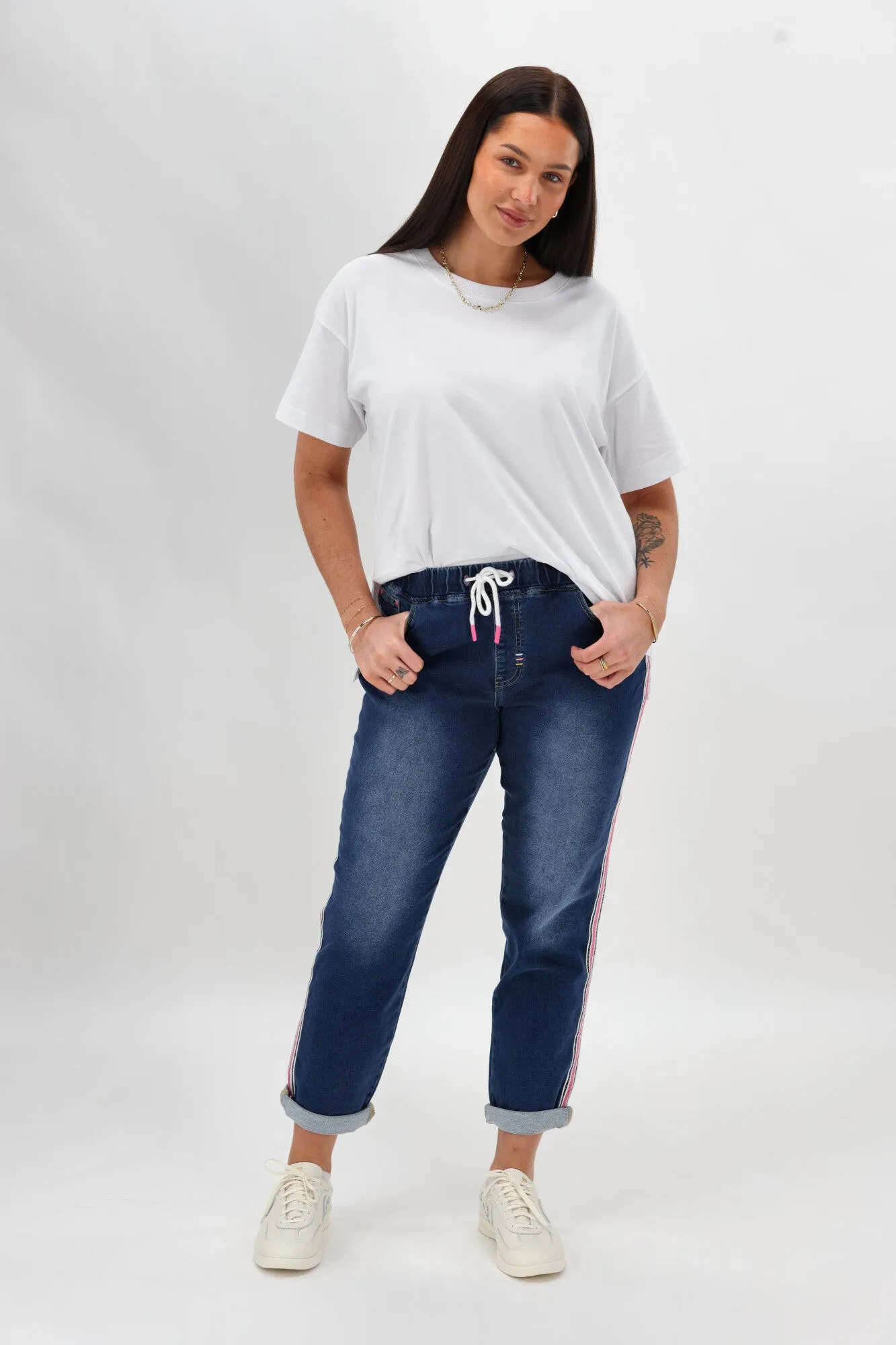 Shine On Label Raglan Collection Denim Jogger Mid Blue sold by Shine On product image thumbnail 2