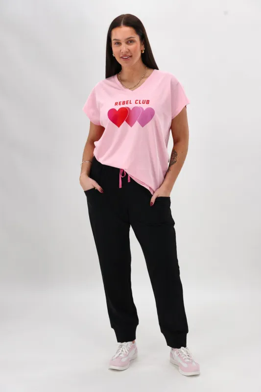 Rebel Club Faded Love Vee Tee Pink sold by Shine On