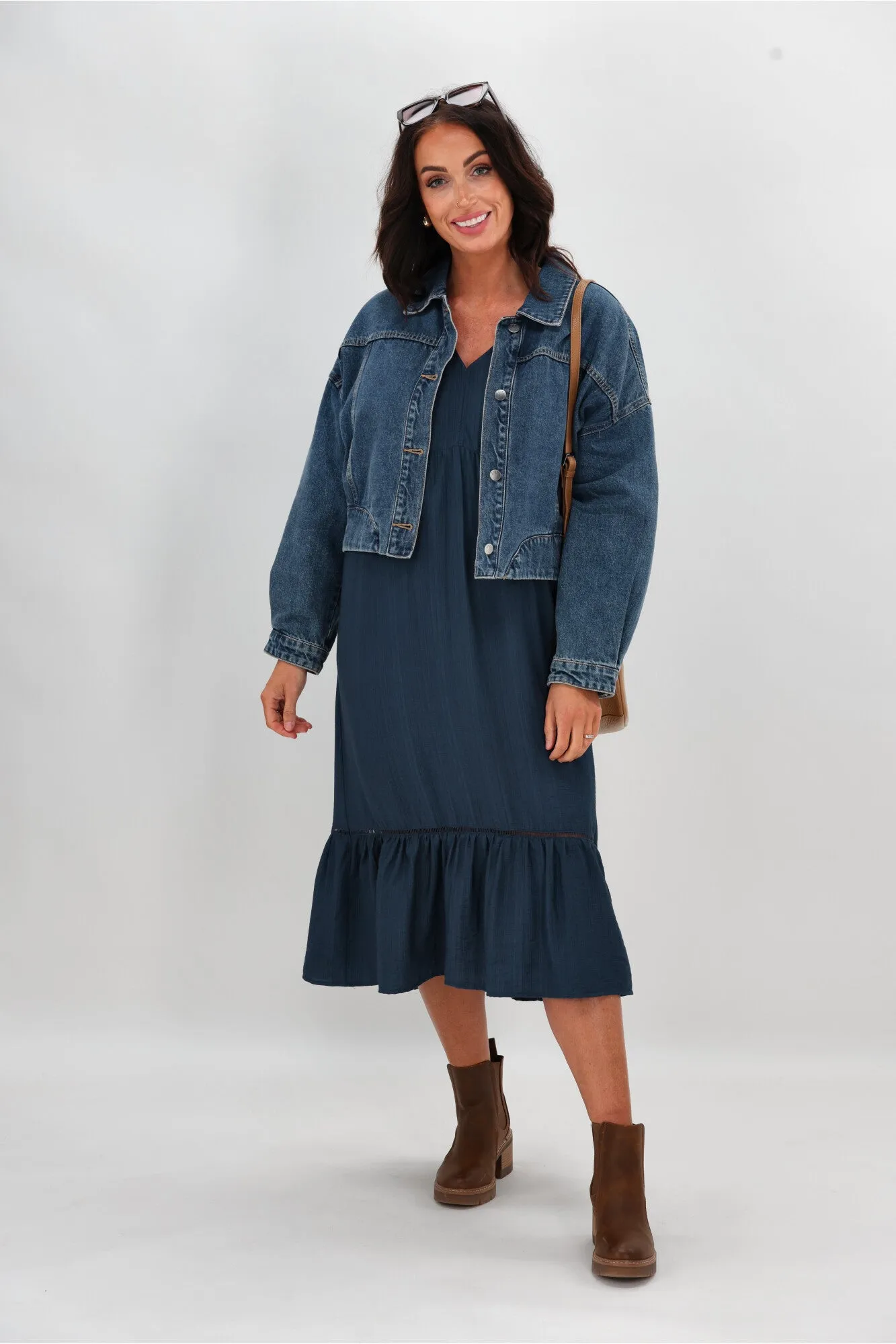 Sunday Boho Rachel Empire Seam Midi Dress Peacock Blue sold by Shine On product image thumbnail 2