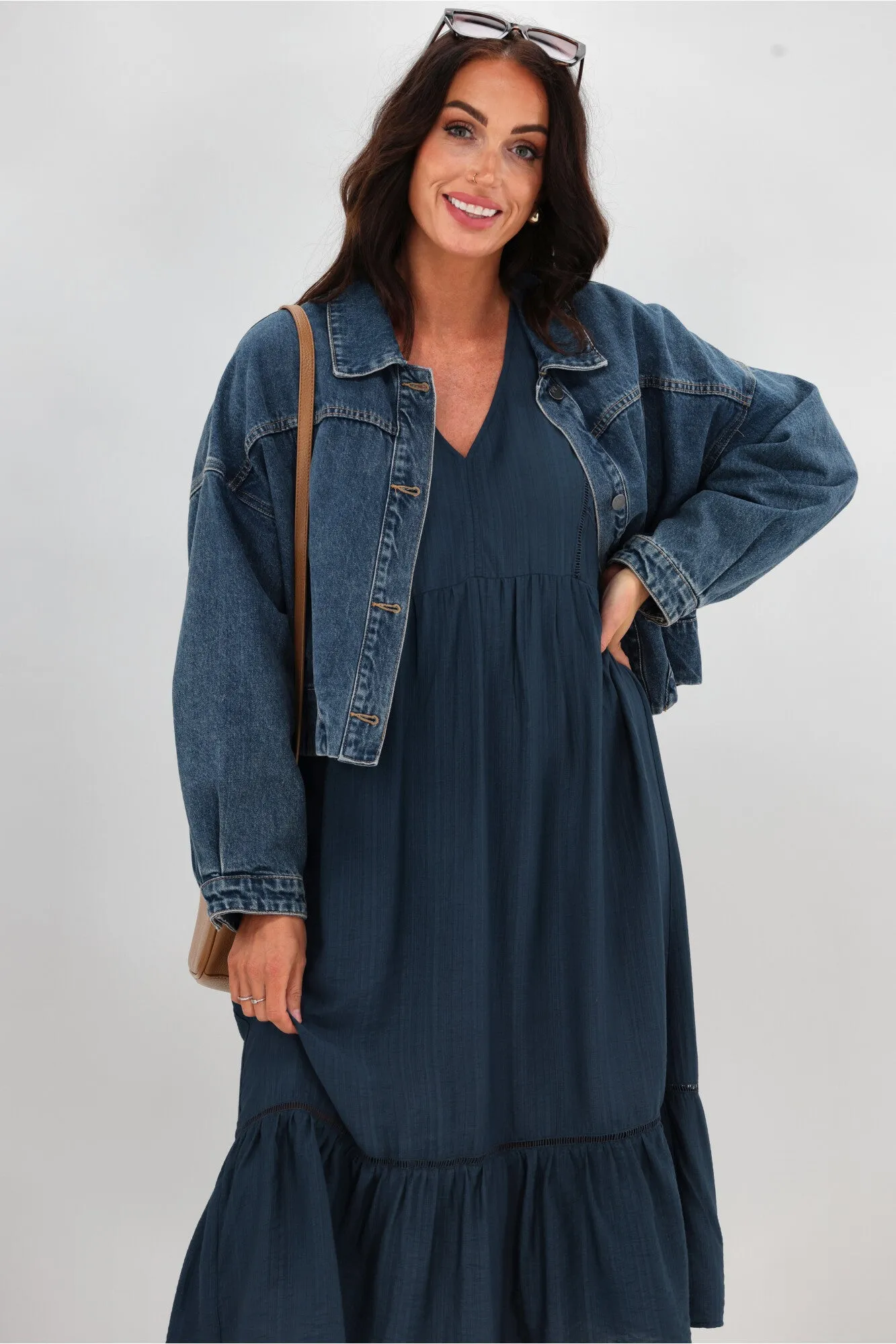 Sunday Boho Rachel Empire Seam Midi Dress Peacock Blue sold by Shine On product image thumbnail 4