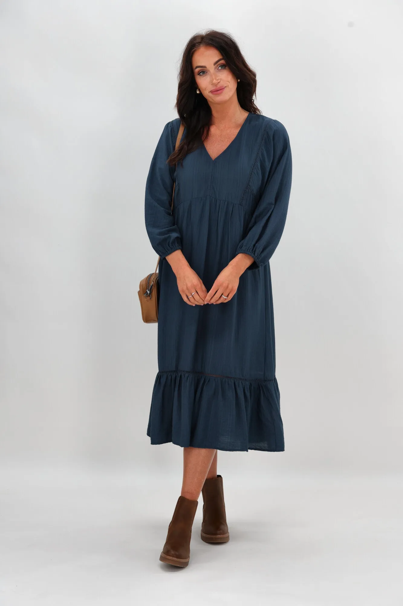 Sunday Boho Rachel Empire Seam Midi Dress Peacock Blue sold by Shine On product image thumbnail 5