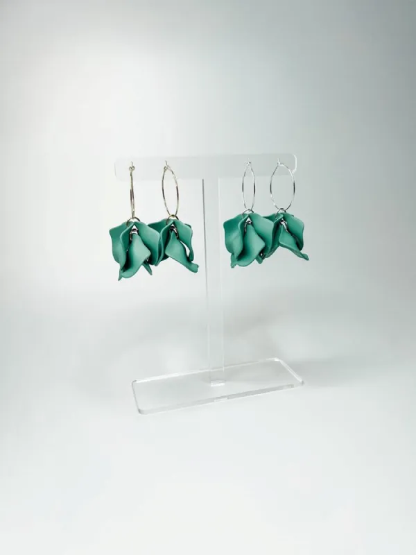 Willow Collective Peony Hoops Sage Silver sold by Shine On