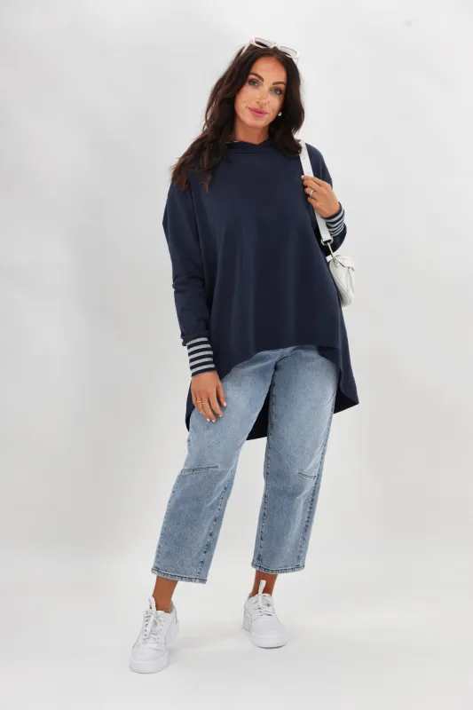 Shine On Label Discovery Hoodie Midnight with Stripe Contrast sold by Shine On