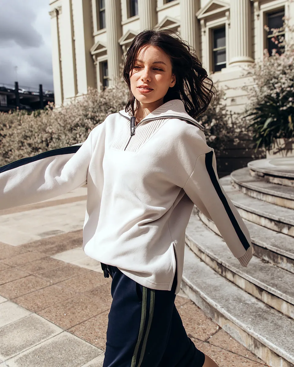 Foxwood Knit Collar Crew Bone sold by Shine On