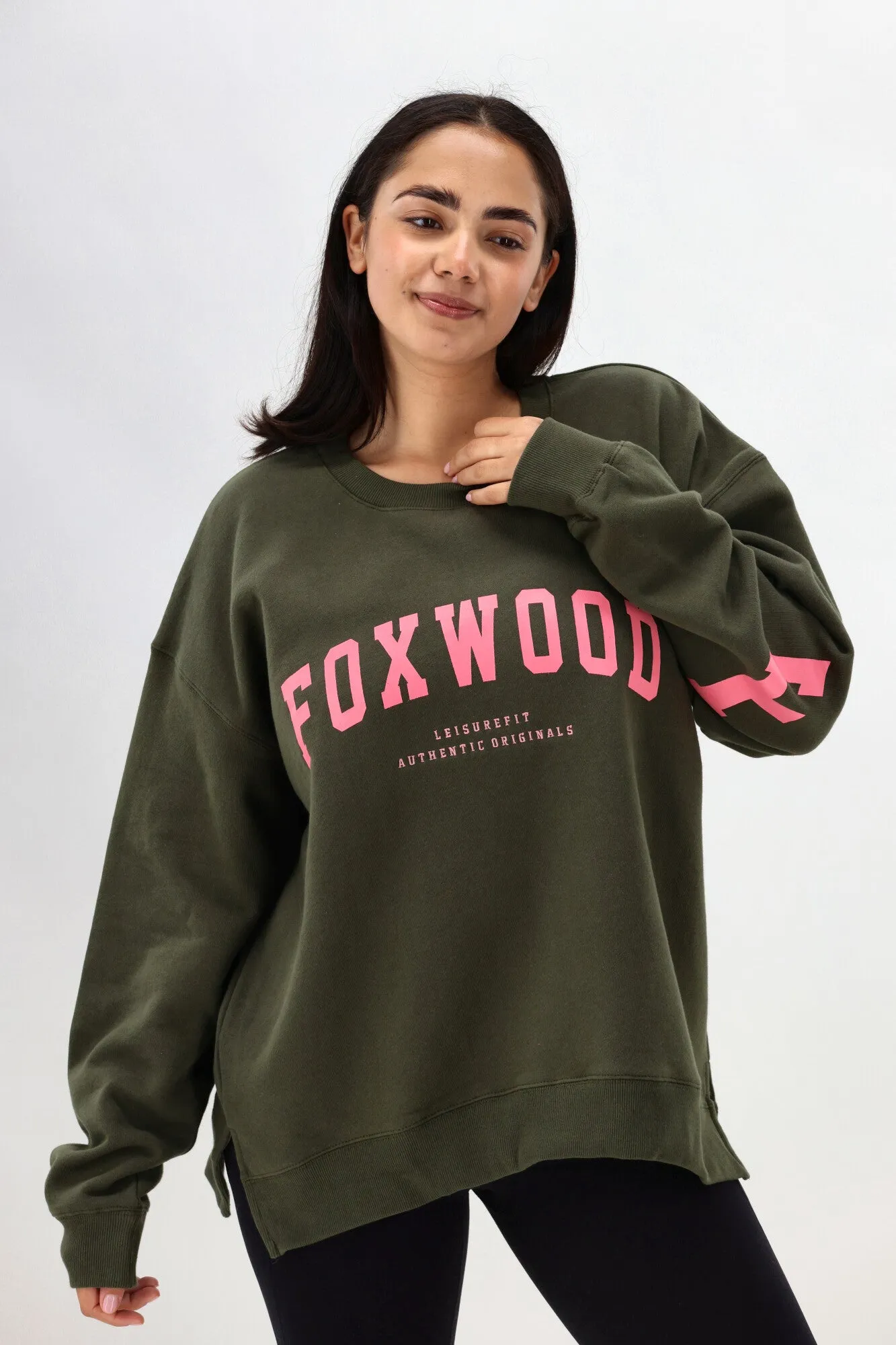 Foxwood Interval Crew Dark Khaki with Coral sold by Shine On product image thumbnail 4