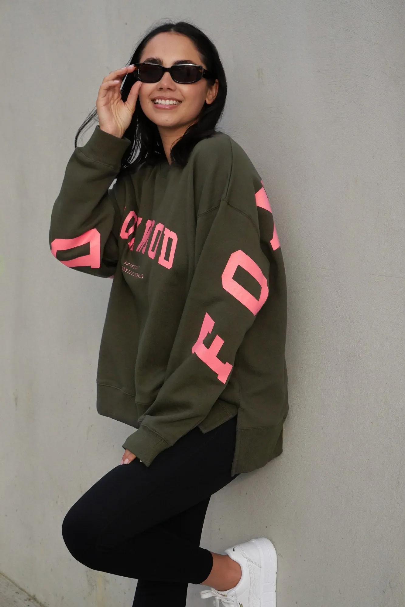 Foxwood Interval Crew Dark Khaki with Coral sold by Shine On