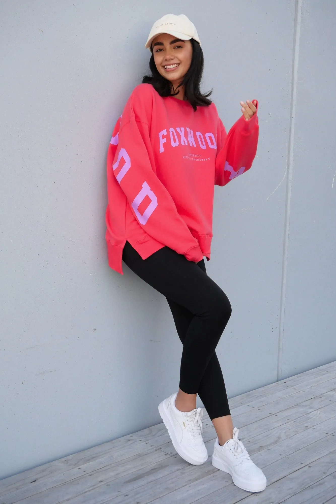 Foxwood Interval Crew Raspberry with Neon Lilac sold by Shine On