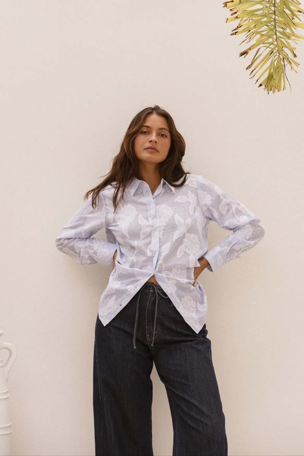 Betty Basics Lace Stripe Shirt Lace Floral sold by Shine On product image thumbnail 2