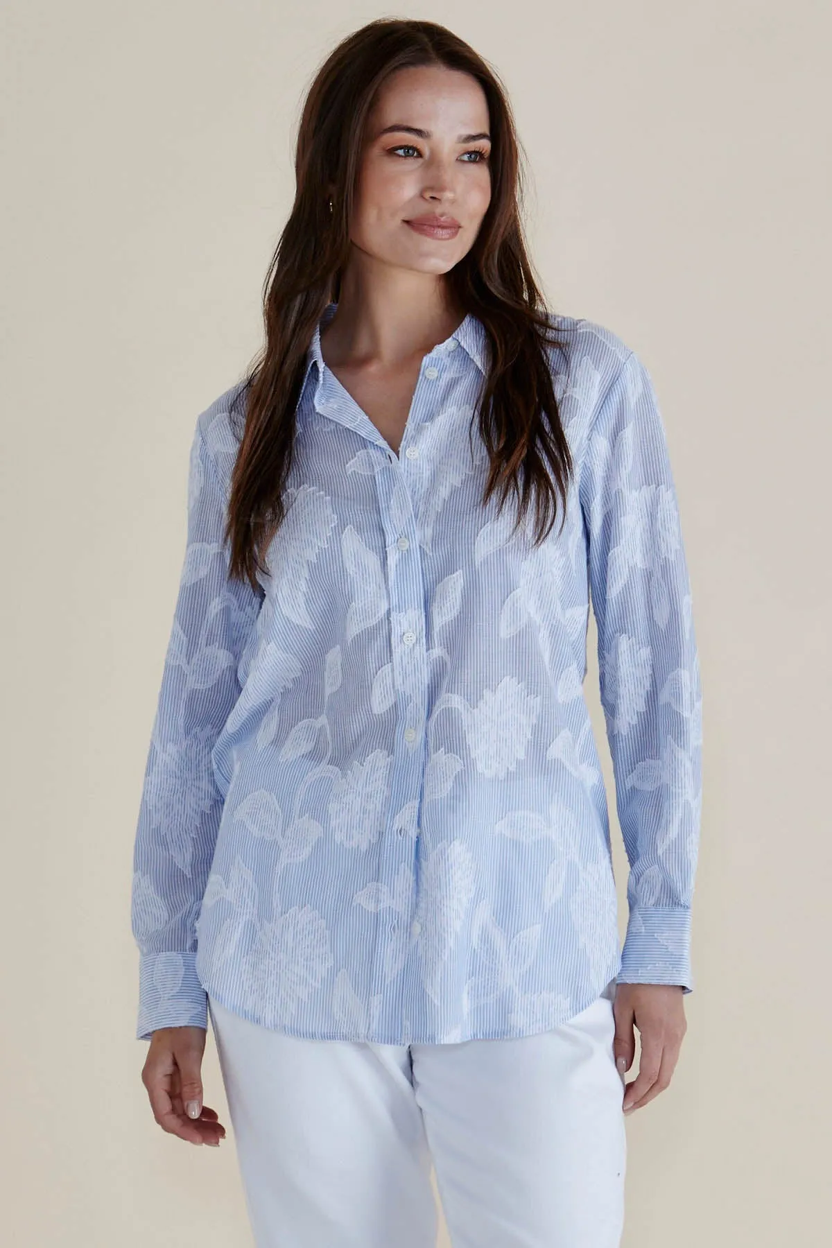 Betty Basics Lace Stripe Shirt Lace Floral sold by Shine On product image thumbnail 3