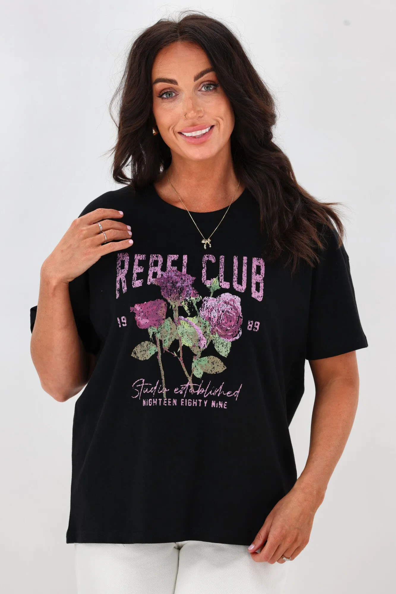 Rebel Club Rose Thorn Tee Black sold by Shine On product image thumbnail 4