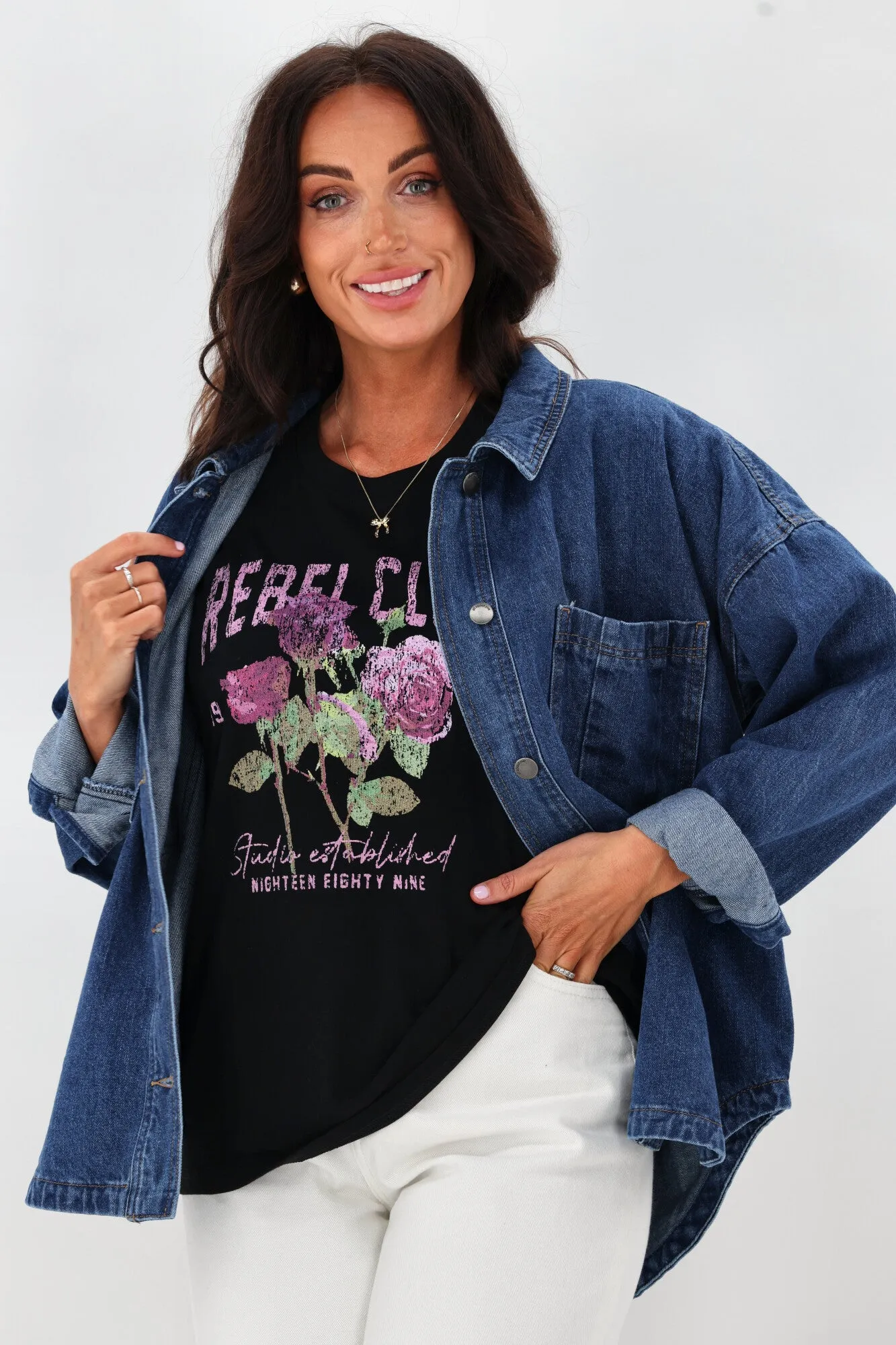 Rebel Club Rose Thorn Tee Black sold by Shine On product image thumbnail 2