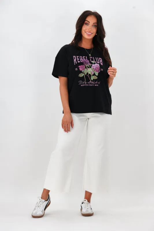 Rebel Club Rose Thorn Tee Black sold by Shine On