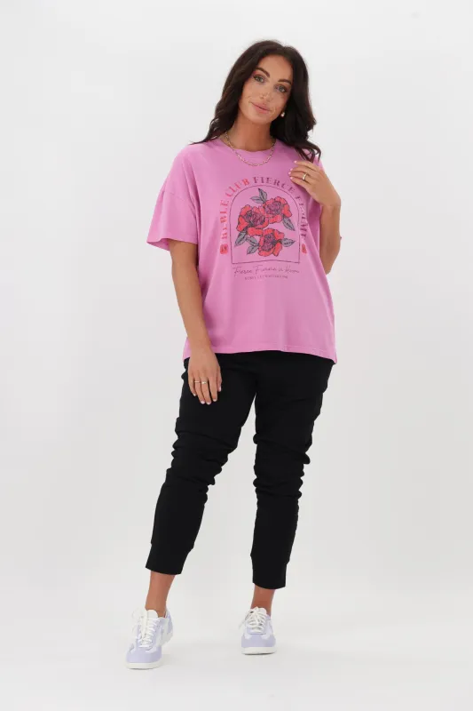 Rebel Club Fierce Rose Tee Pink Violet sold by Shine On