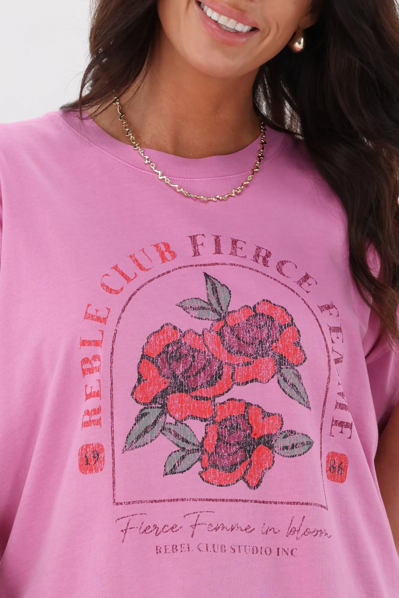 Rebel Club Fierce Rose Tee Pink Violet sold by Shine On product image thumbnail 3