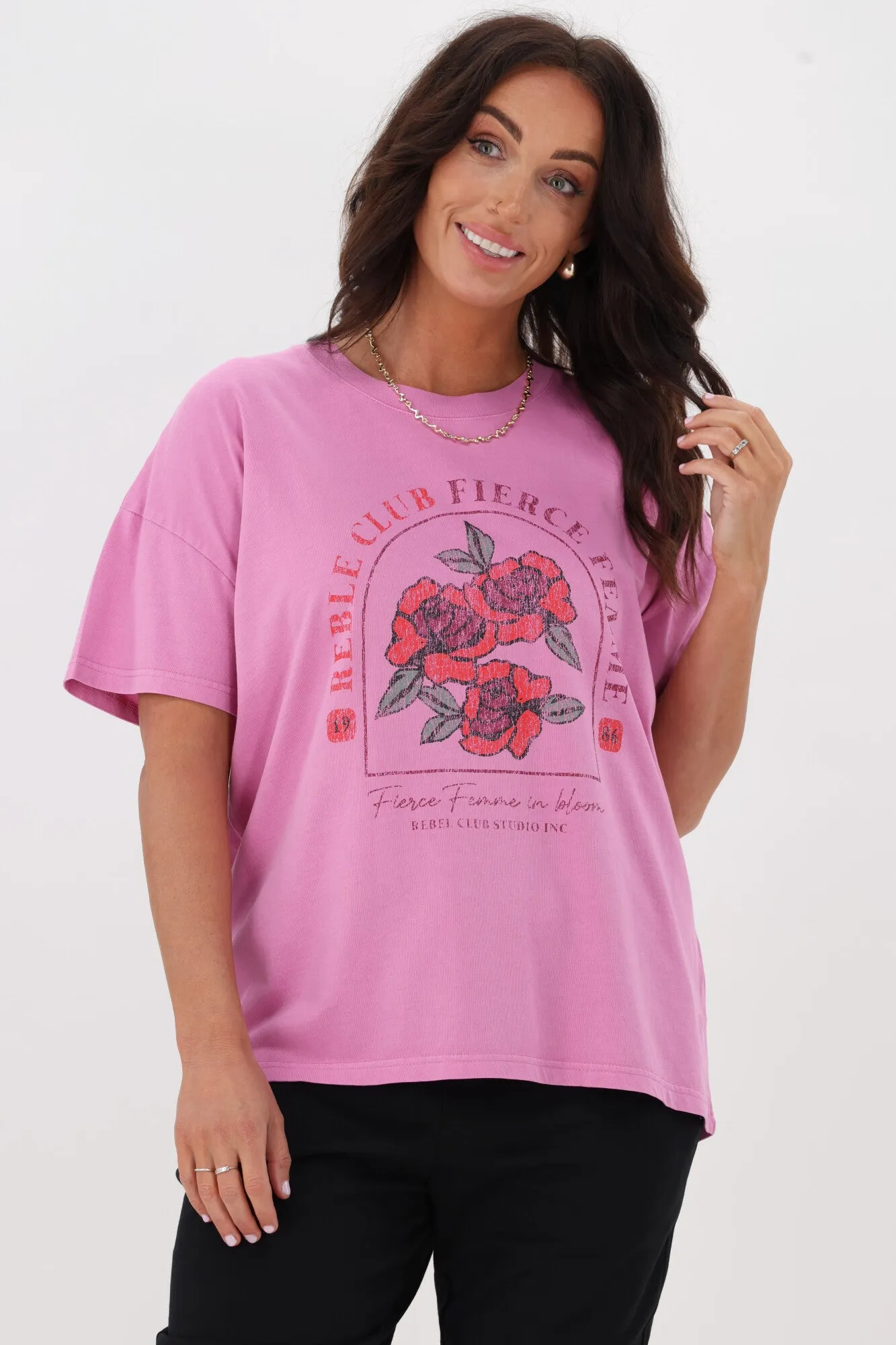 Rebel Club Fierce Rose Tee Pink Violet sold by Shine On product image thumbnail 5