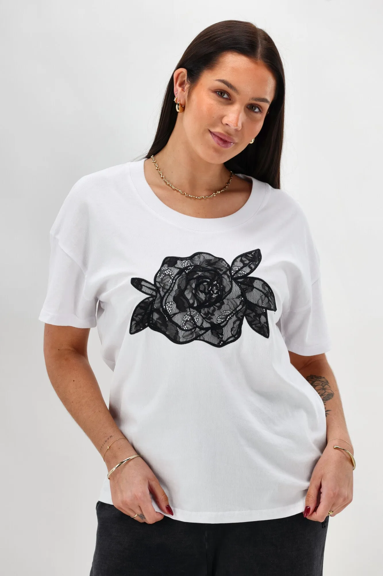 Rebel Club Rose Tee White sold by Shine On product image thumbnail 4