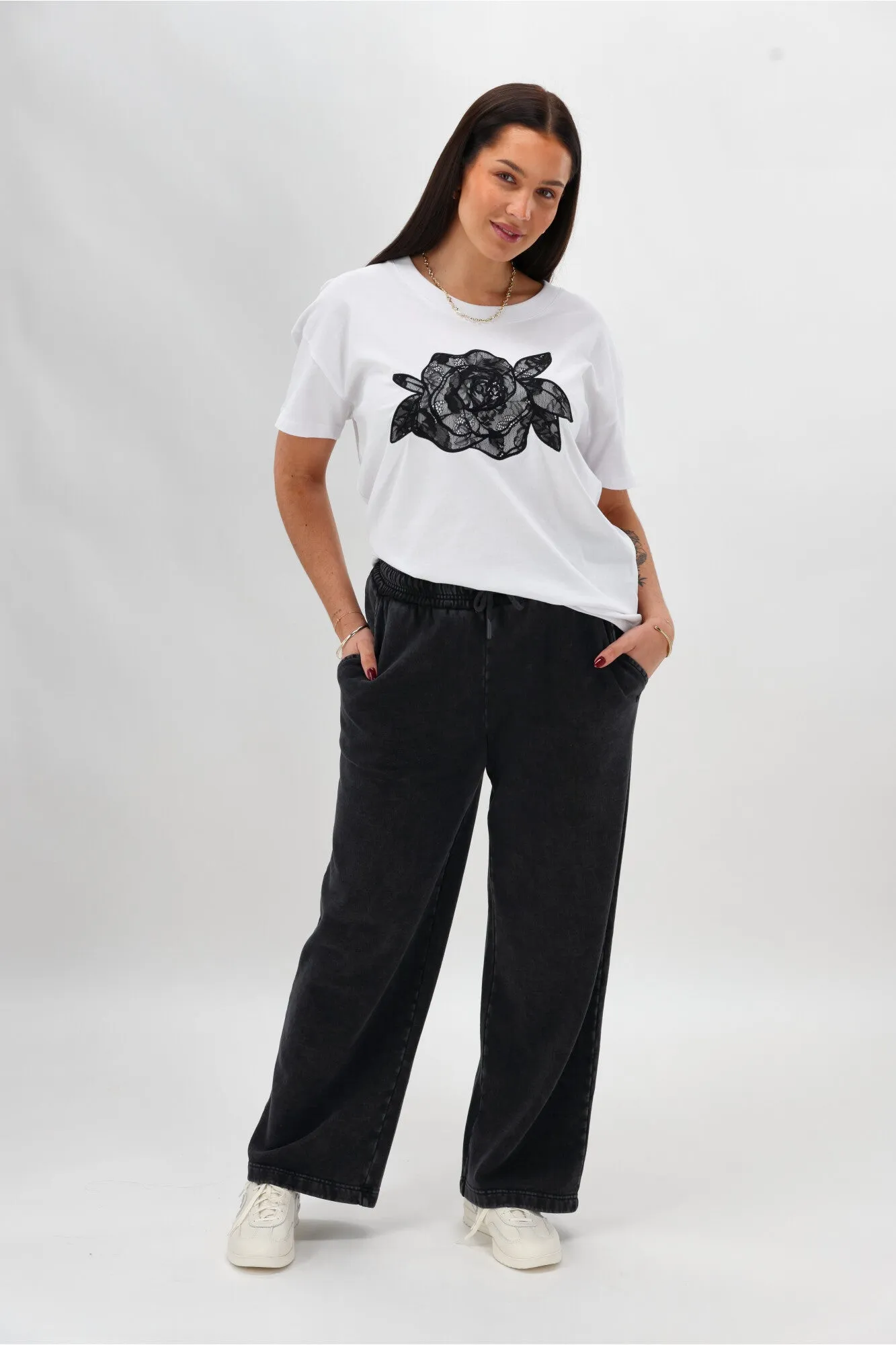 Rebel Club Rose Tee White sold by Shine On