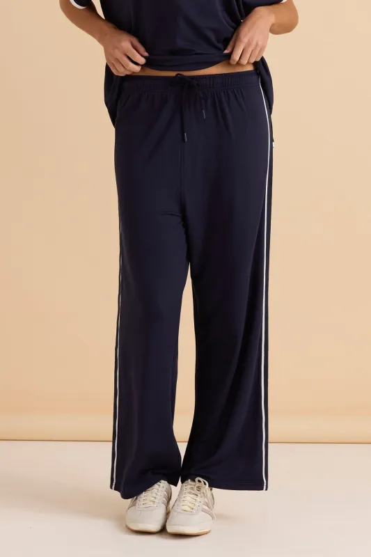Betty Basics Evelyn Wide Leg Jogger Navy sold by Shine On
