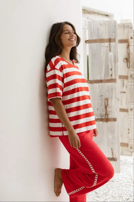 Betty Basics Relax Boxy Tee Red Stripe sold by Shine On