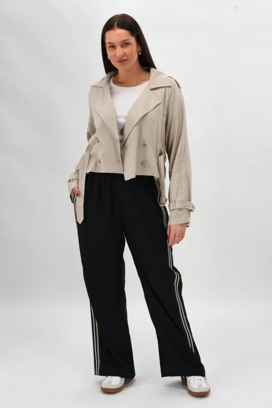 Shine On Label Infinity Contrast Stitch Wide Leg Pant Black sold by Shine On