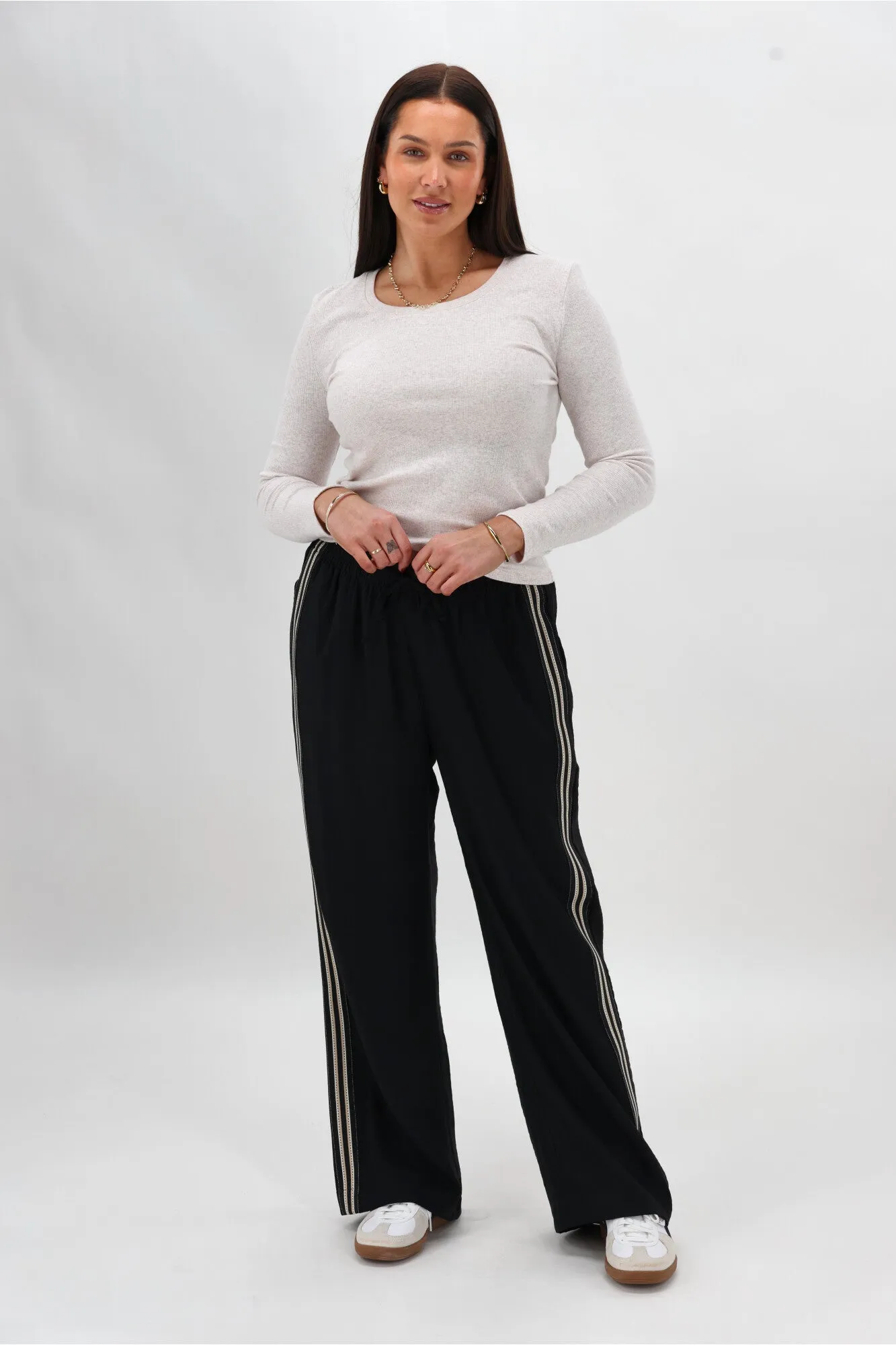 Shine On Label Infinity Contrast Stitch Wide Leg Pant Black sold by Shine On product image thumbnail 3