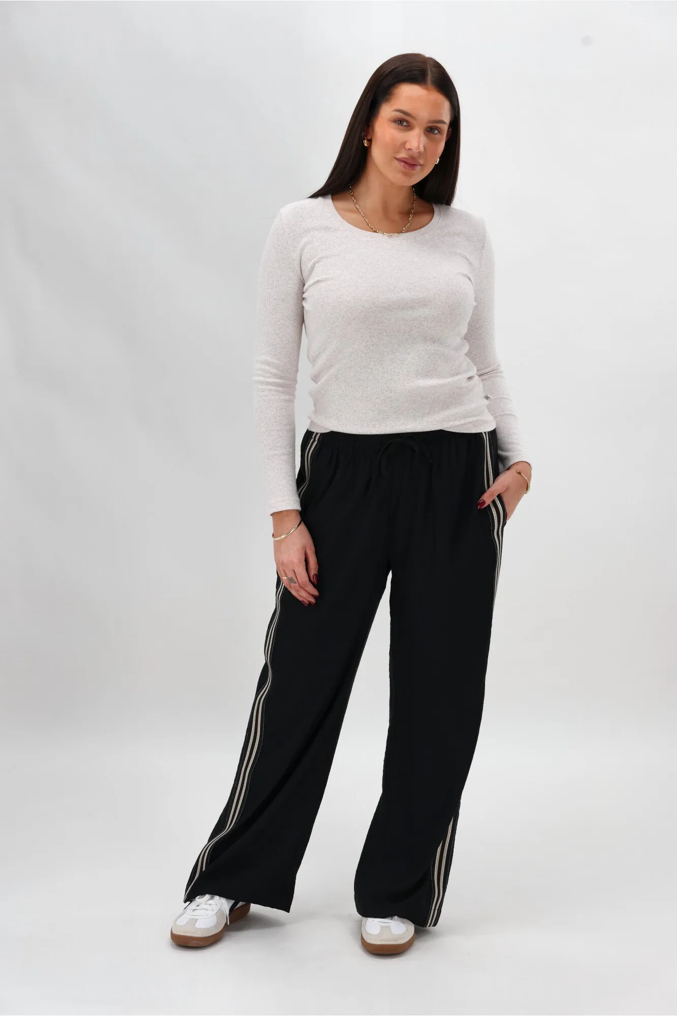 Shine On Label Infinity Contrast Stitch Wide Leg Pant Black sold by Shine On product image thumbnail 5
