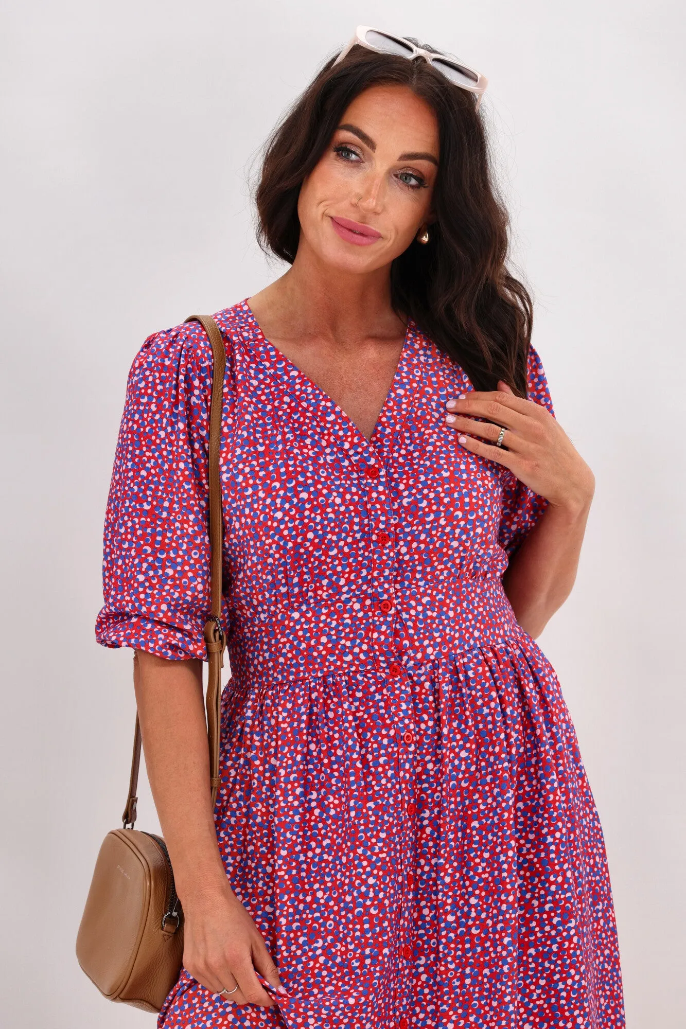 Sunday Boho Liza 3/4 Sleeve Midi Dress Multi sold by Shine On product image thumbnail 3