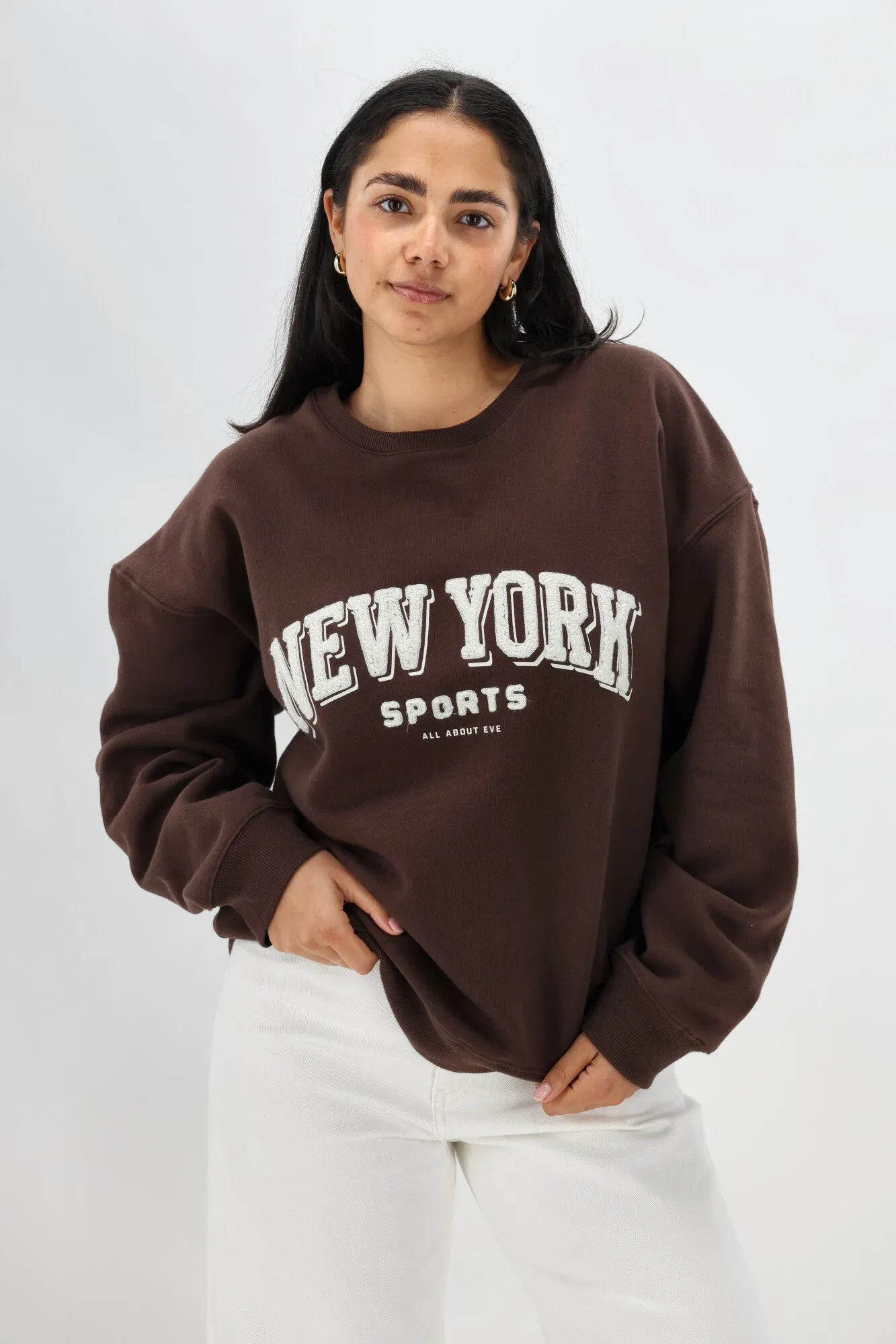 All About Eve NYC Sports Relaxed Crew Brown sold by Shine On product image thumbnail 3