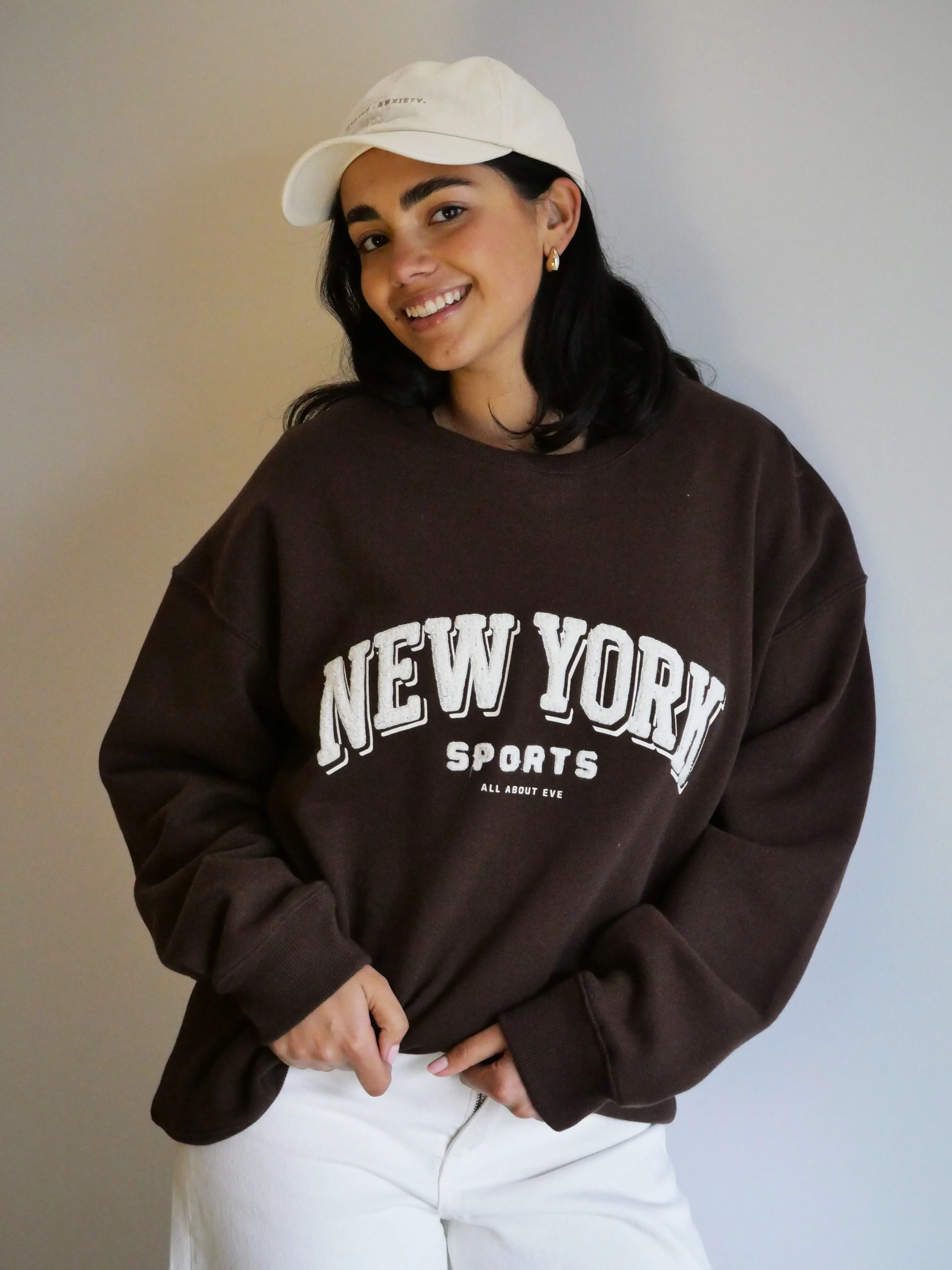 All About Eve NYC Sports Relaxed Crew Brown sold by Shine On