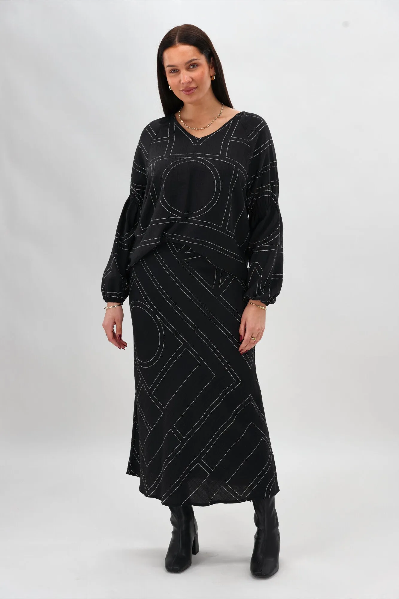 Shine On Label Rashin V Neck Top Black Print sold by Shine On product image thumbnail 5