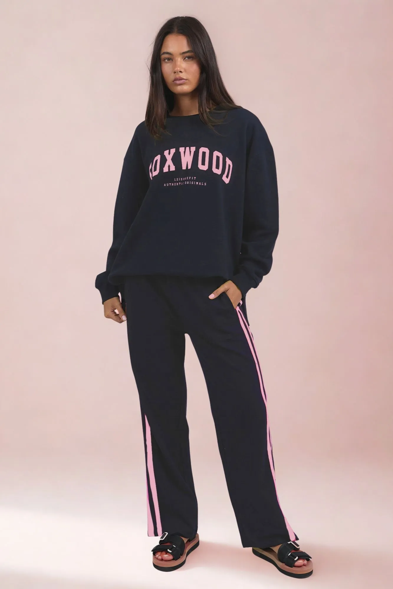 Foxwood Interval Crew Navy And Neon Pink sold by Shine On