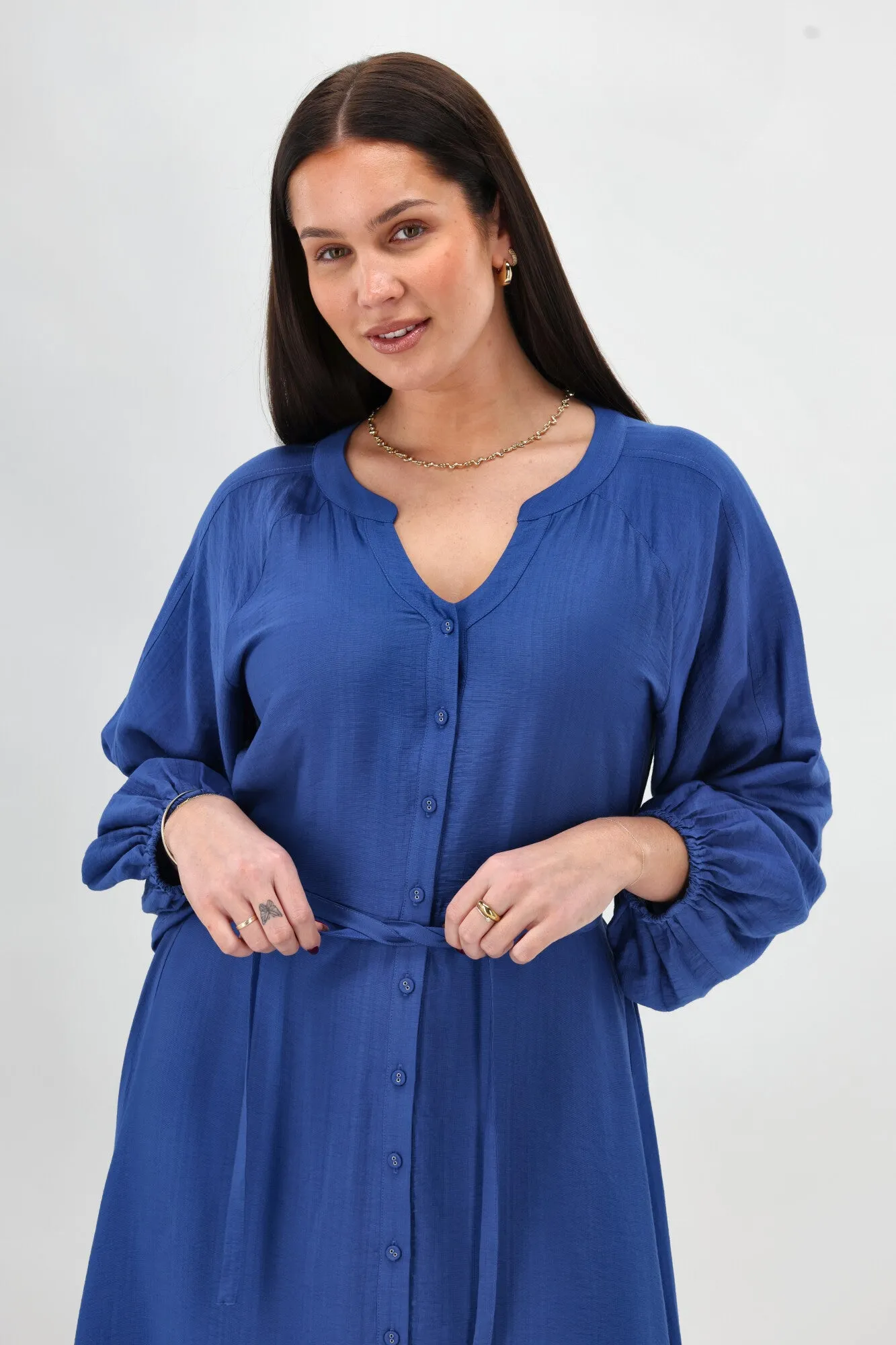 Gloss The Label Amilie Button Front Midi Dress Blue sold by Shine On product image thumbnail 3