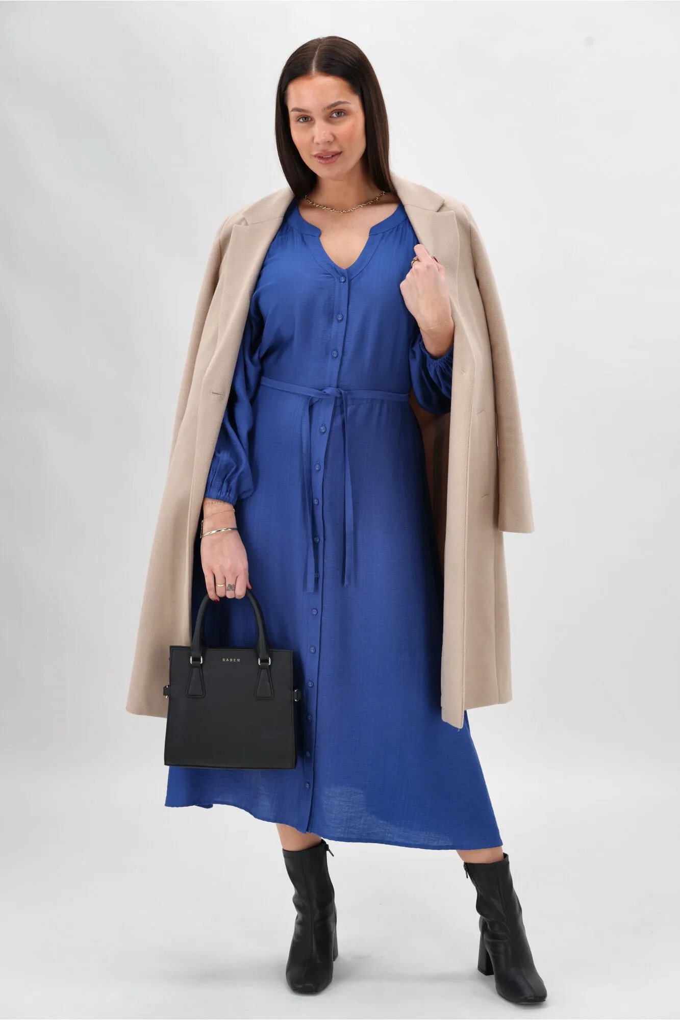 Gloss The Label Amilie Button Front Midi Dress Blue sold by Shine On product image thumbnail 2