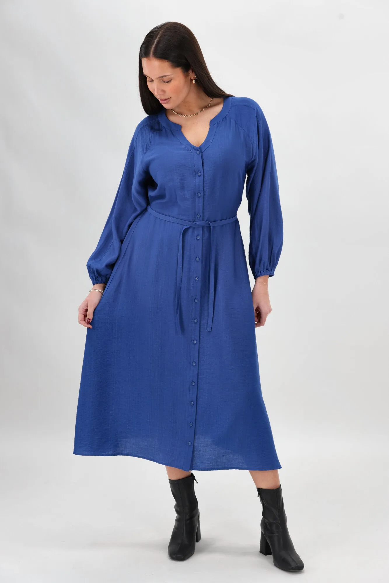 Gloss The Label Amilie Button Front Midi Dress Blue sold by Shine On product image thumbnail 5