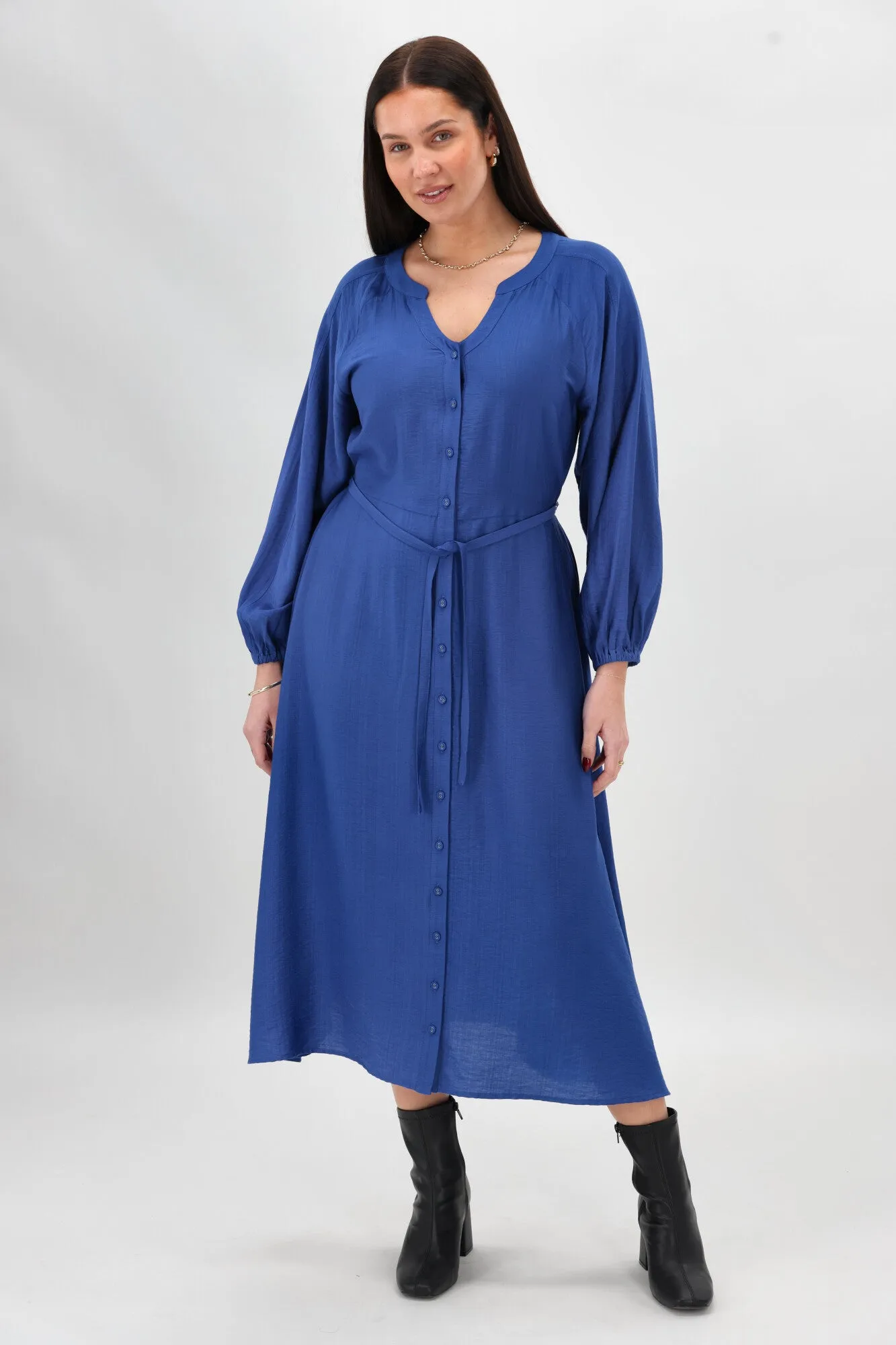 Gloss The Label Amilie Button Front Midi Dress Blue sold by Shine On product image thumbnail 4