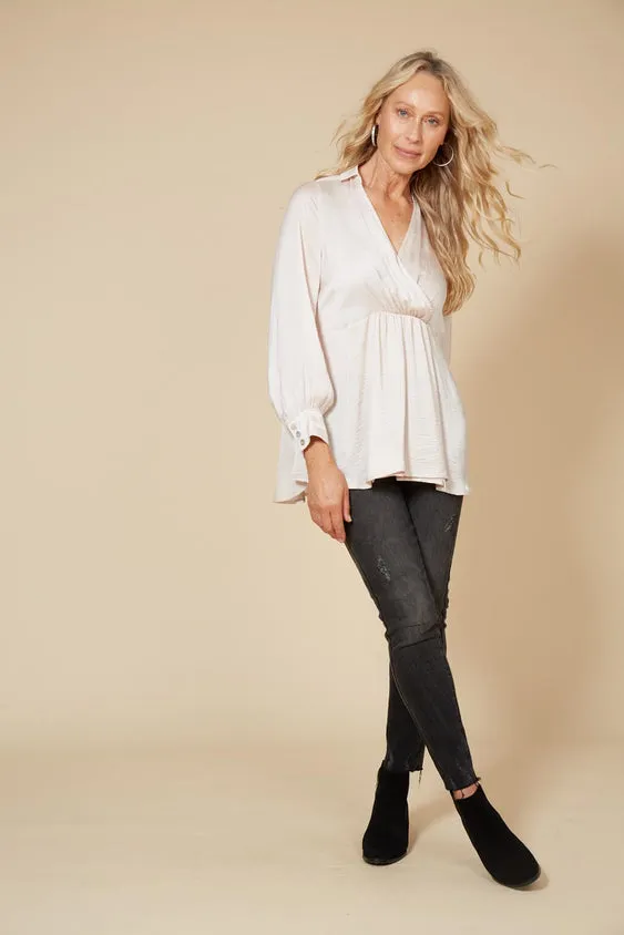 eb&ive Winona Pleat Blouse Pearl sold by Shine On product image thumbnail 3