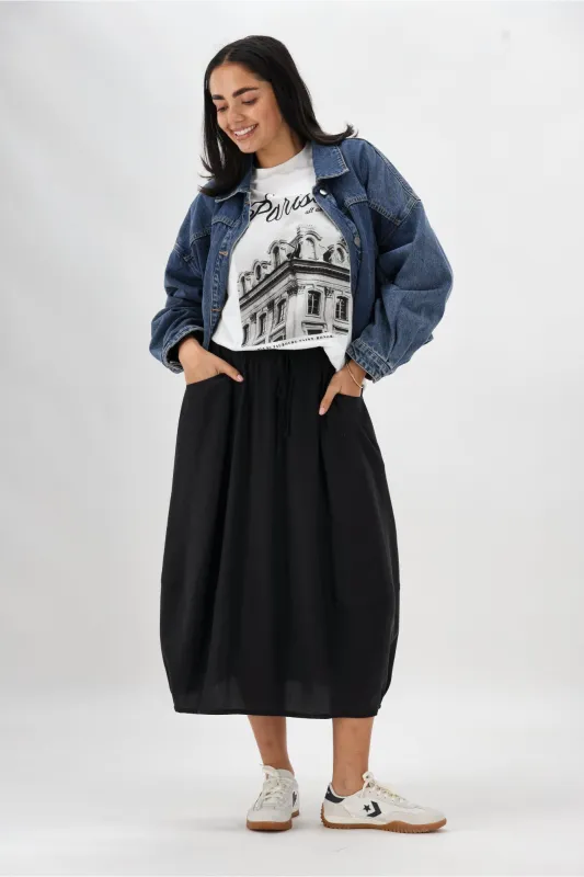 Sunday Boho Pauline Midi Skirt Black sold by Shine On