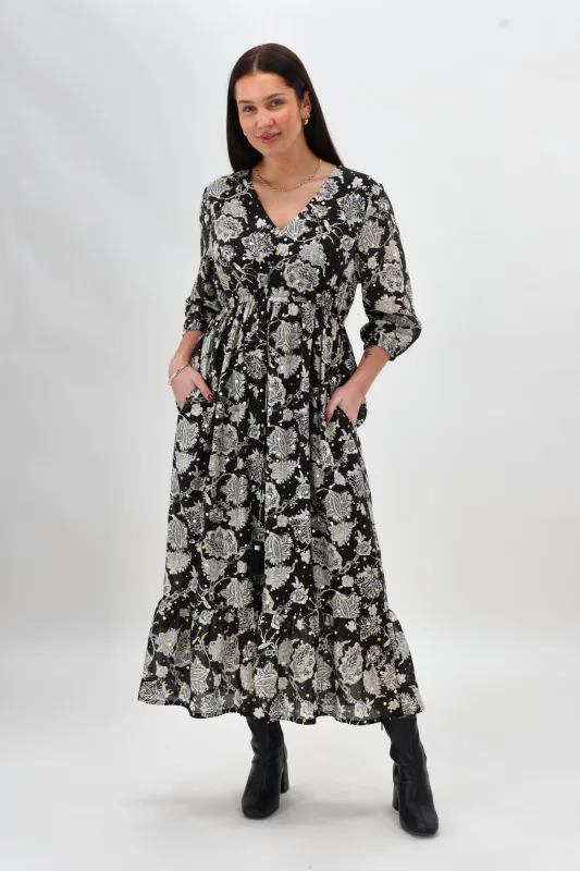 Sunday Boho Rochelle Midi Dress Print Black sold by Shine On