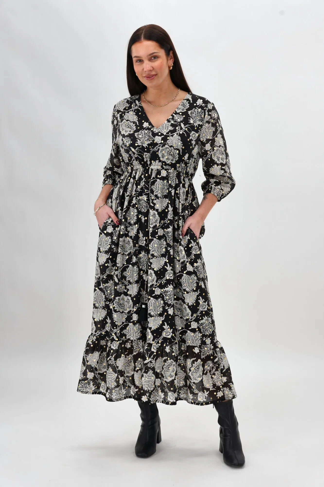 Sunday Boho Rochelle Midi Dress Print Black sold by Shine On