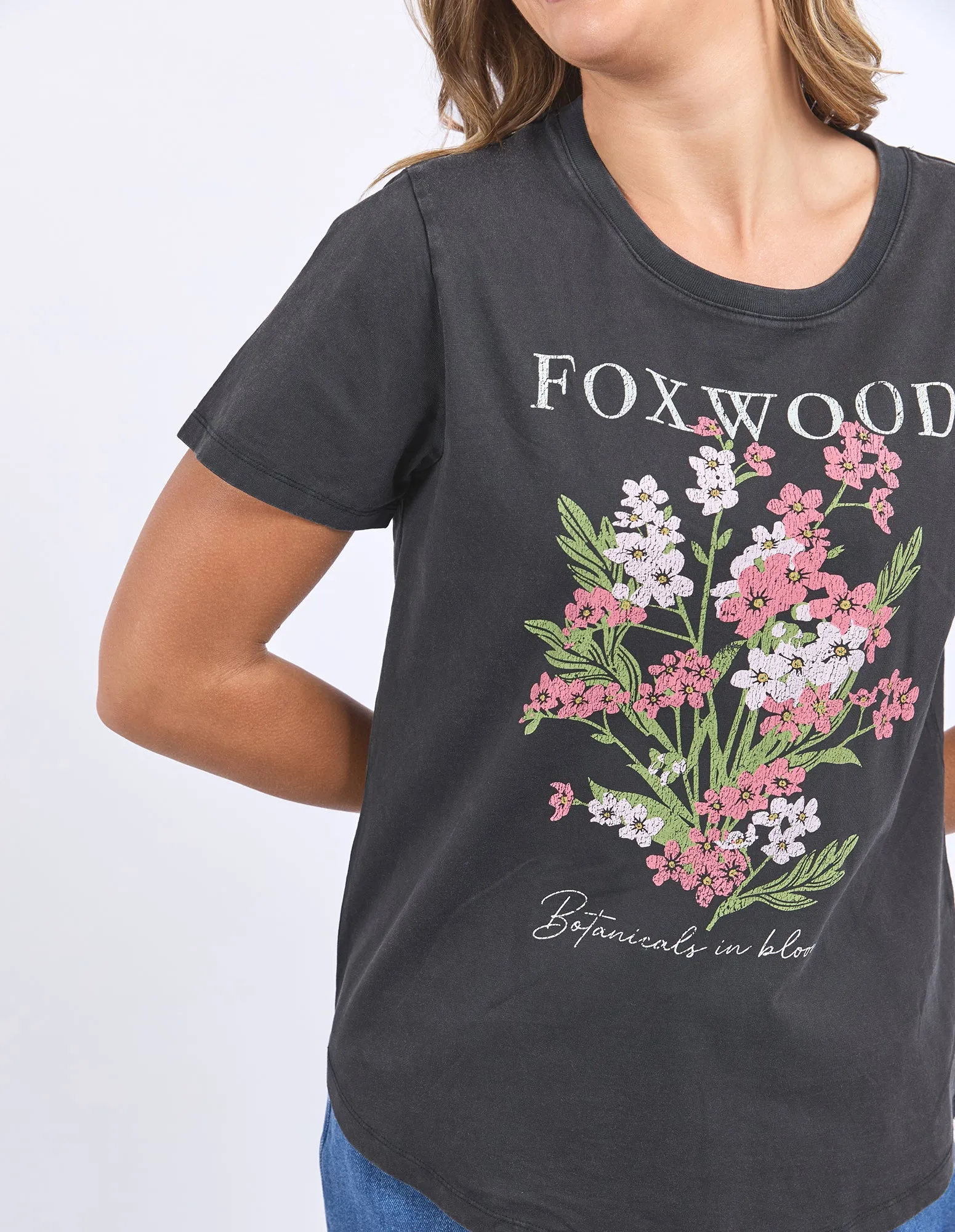 Foxwood Flower Block Tee Washed Black sold by Shine On product image thumbnail 4
