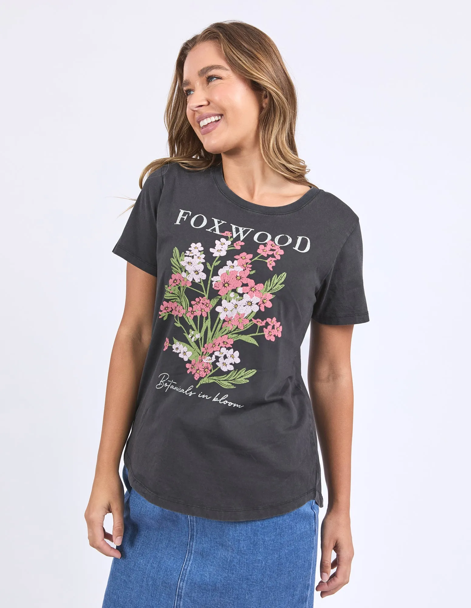 Foxwood Flower Block Tee Washed Black sold by Shine On product image thumbnail 3