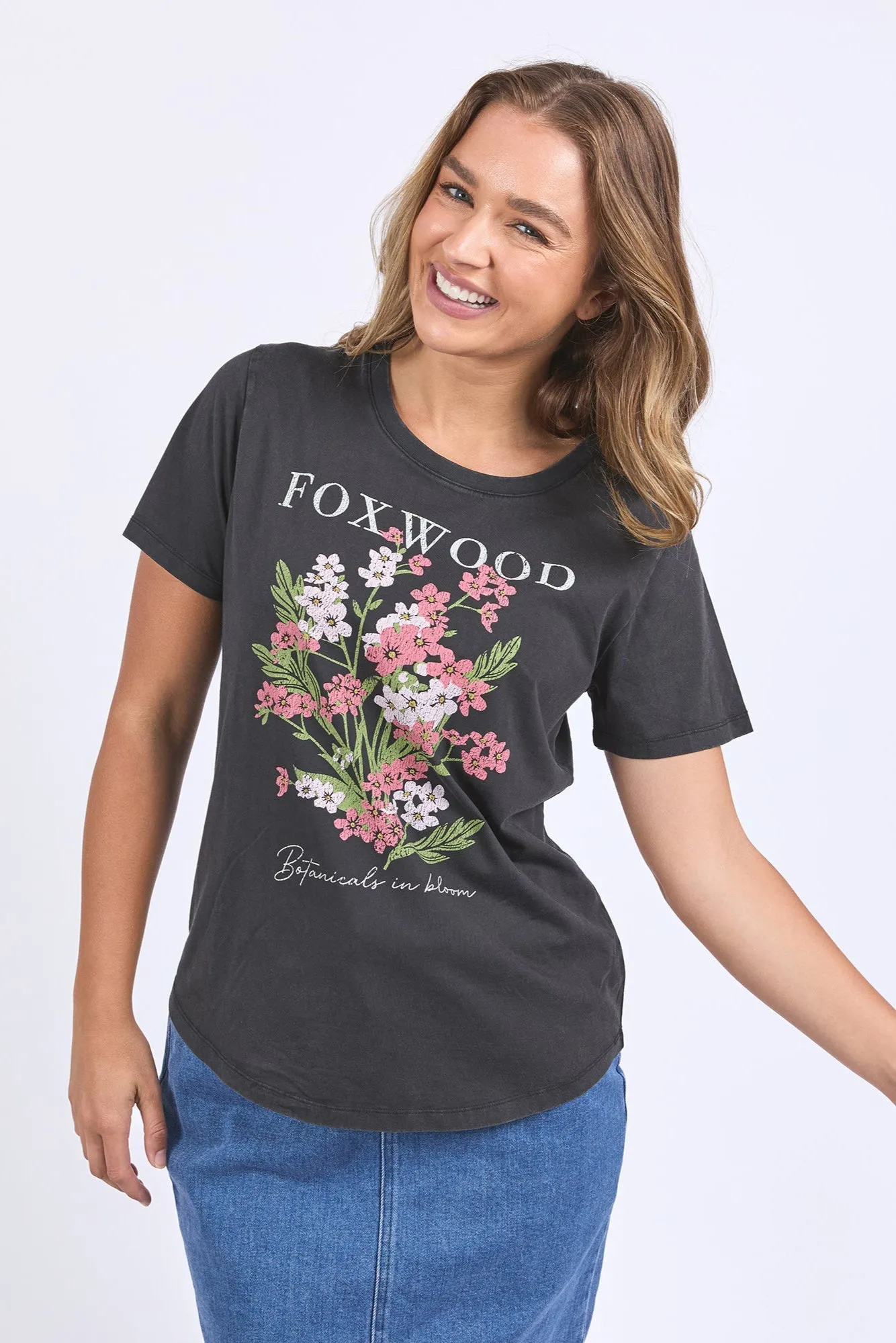 Foxwood Flower Block Tee Washed Black sold by Shine On product image thumbnail 2