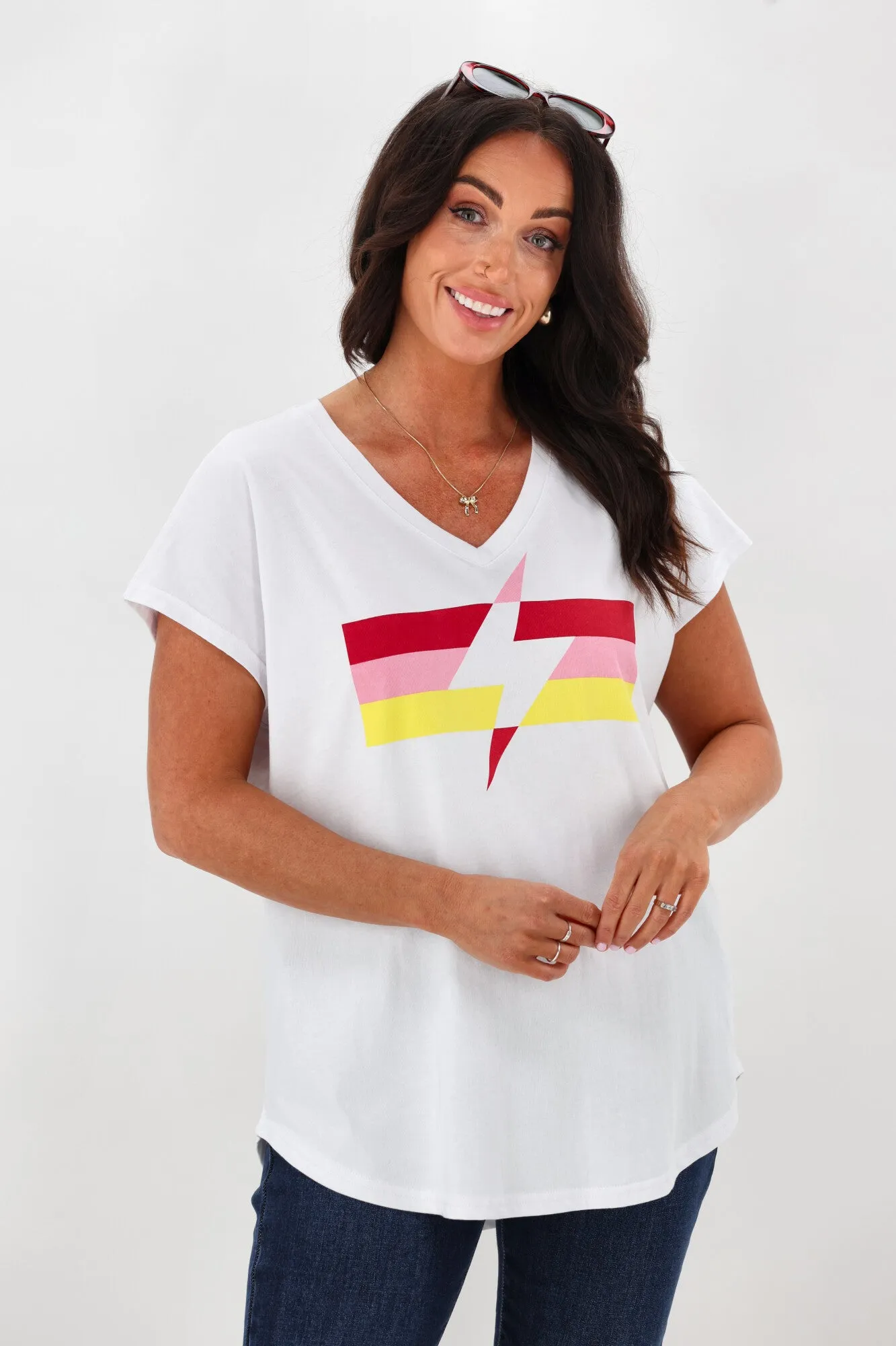 Rebel Club Lighting Strike Vee Tee White sold by Shine On product image thumbnail 2