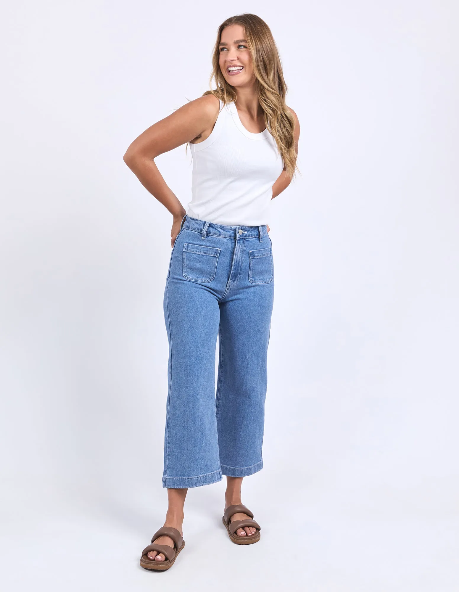 Foxwood Sarah Crop Jean Light Blue sold by Shine On