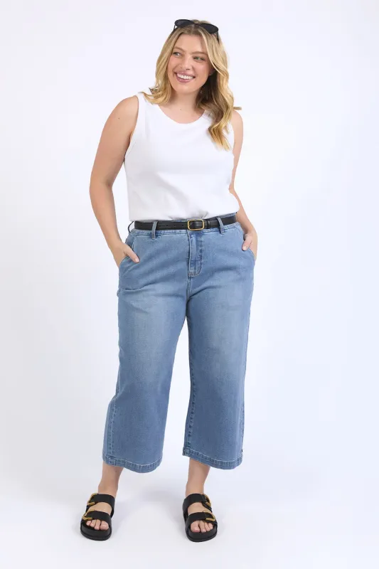 Elm Sidney Cropped Wide Leg Jean Light Blue Wash sold by Shine On