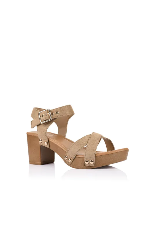 Verali Lulu Platform Taupe Micro sold by Shine On