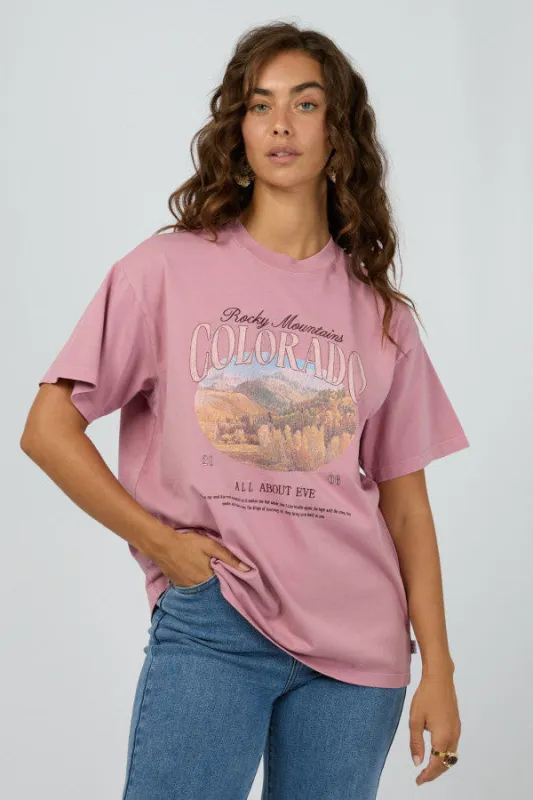 All About Eve Rocky Mountains Relaxed Tee Quartz Pink sold by Shine On