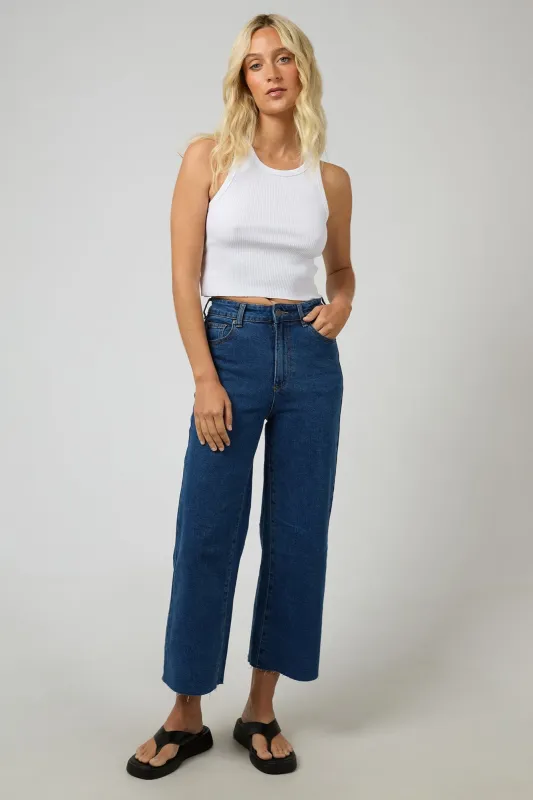 All About Eve Charlie High Rise Wide Leg Jean Mid Blue sold by Shine On
