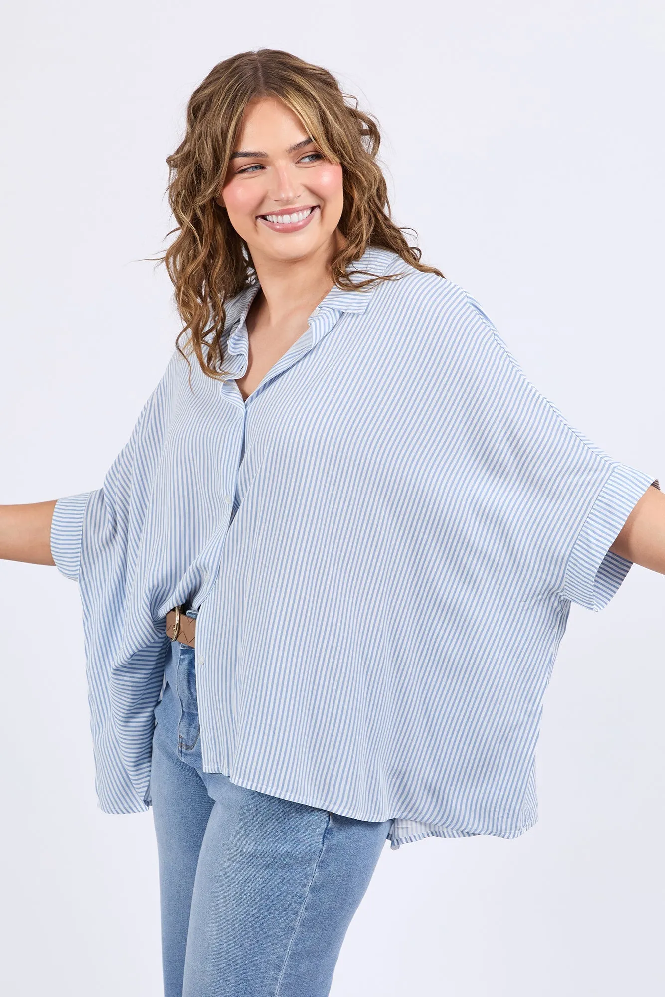 Elm Luna Shirt Dusk Blue Marshmallow Stripe sold by Shine On product image thumbnail 2